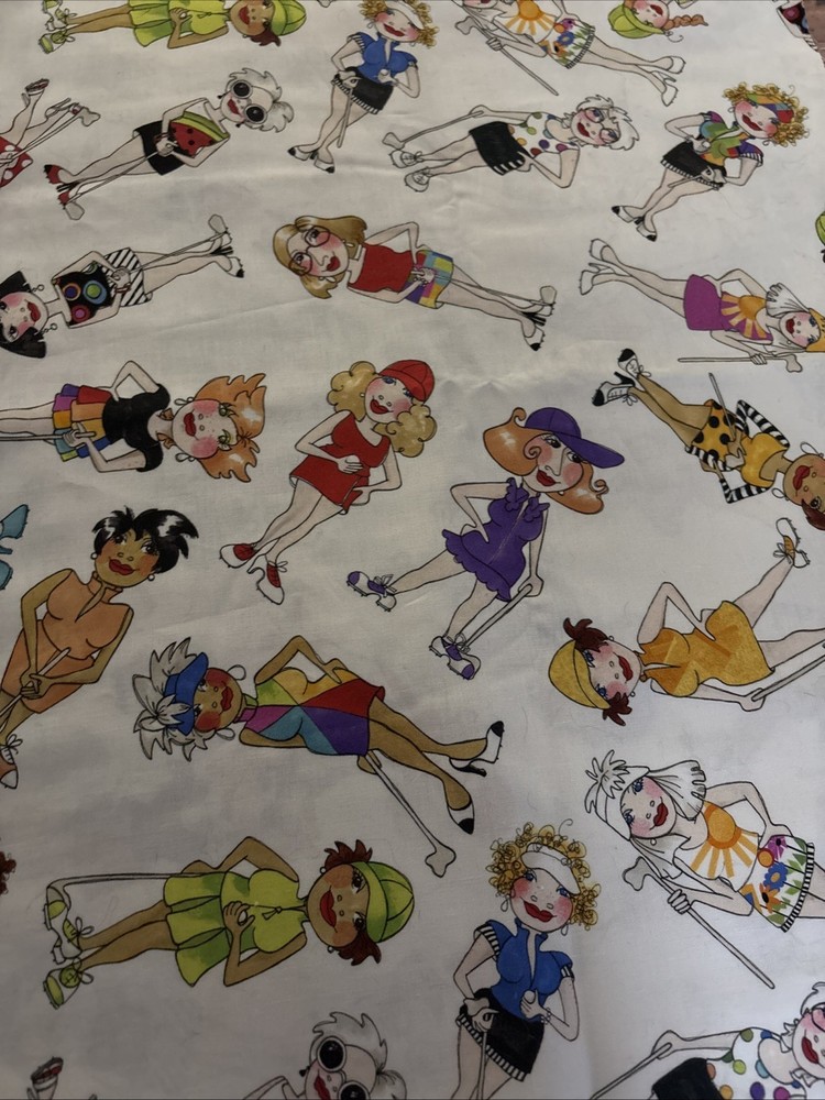1 Yard of Loralie Harris Tossed Golfer Girls RETIRED Cotton Fabric.