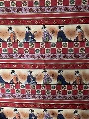 Kona Bay “Geis-11” Asian Print Geishas In A Row Quilting Fabric 3 Yd Piece 44” W