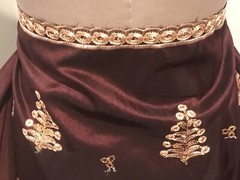 Burgundy Black Gold Iridescent Border Embroidery Sequins Fabric 50” Width 1 Yard