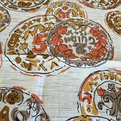 1960’s 1950’s Vintage Coin Old Money Fabric Orange Brown 3 Yards 36inches Wide