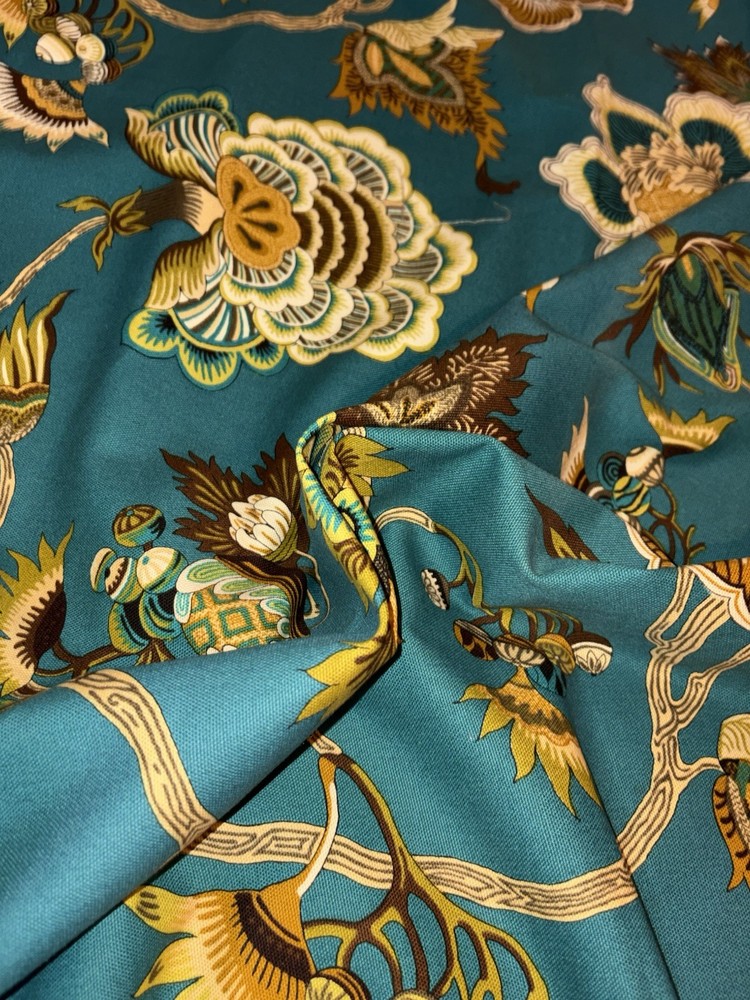 IMAN Teal &Multicolor Floral Print Fabric, $30 For 3 yds