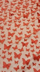 Red Embroidered Lace 3d Satin Butterflies Fabric By The Yard Gown Quinceañera