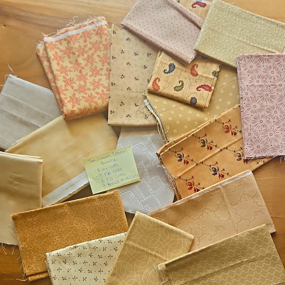 Assorted Brands – MODA, Robert Kaufman, Andover Tan/Cream Floral Cotton Fabric