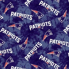 New England Patriots Logos-Tie-Dyed Flannel-Fabric Traditions-BTY