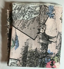 Vtg Marcus Brothers Textiles Fabric African Map Toile Themed On Pink 108” X 44”