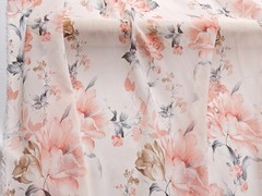 58” Wide Orange Blue Floral Chiffon Fabric Dress Skirt Hanfu Material Chiffon