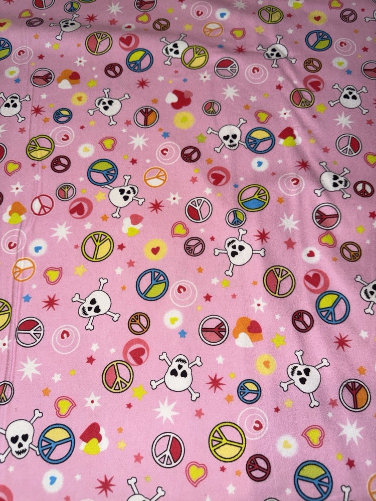 Skull and Peace Flannel fabric ~ by the yard