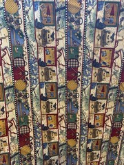 Vintage Travel Themed Fabric By Debbie Mumm For SSI Luggage Maps Blue Cream BTY