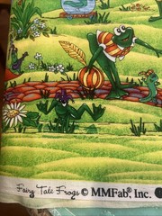 MM FAB Cute Fairy Tale Frogs Cotton Fabric Prince Princess 2 Yds X 42” ADORABLE!