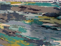RICHLOOM Solarium BLUE GREEN ABSTRACT Upholstery Remnant 36″ X 55″
