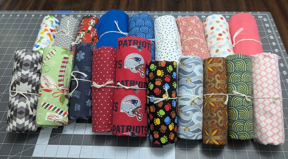 New Fabric Variety Box. 20+ Yards Assorted Cotton Fabric Pieces. No Scraps R109