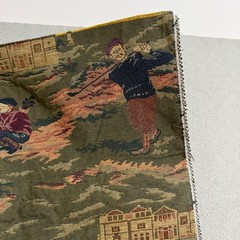 Vintage Golf Scene Tapestry Fabric 1 Yard Heavy Upholstery Material Green 54×36