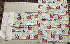 Nursery Boys Farm/Truck Flannel Fabric Remnants for Sewing, Quilting, or Crafts