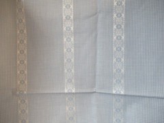Light Blue and White Gingham W/RIBBON LOOK STRIPE Cotton Fabric VT 1Y12″X43″