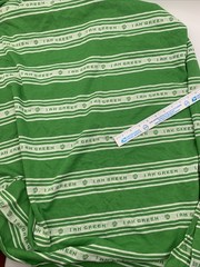 Stretch Bright Green White I AM GREEN T-shirt Fabric Remnant 39” L x 60” W