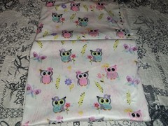New 2 Unbranded Multicolor Cotton Fleece, Owl Theme, Each is 60″ x 35 1/2″
