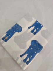 Indian 10 Yard Cotton Voile Handcrafted Hand Block Animal Print Blue Fabric