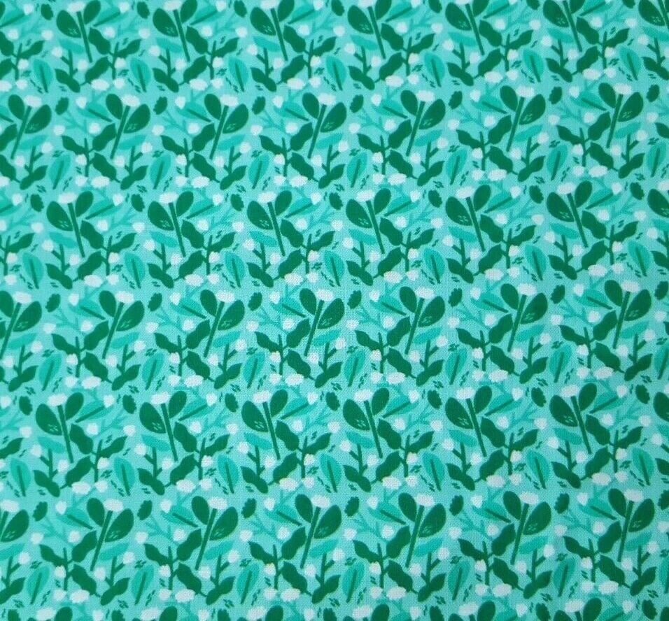 Ayumi BTY Ana Sanfelippo P&B Textile Bright Mod Colorful Floral White Greens