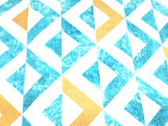 Modern Geometric Outdoor Abstract Patterned Fabric in Teal and Gold 1 Yard Lot