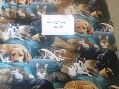 Real Dogs & Cats Resting Together Cotton Fabric -15 INCHES WIDE & 36 INCHES LONG