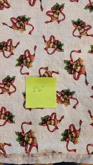 2/3+ yd (30 inches) Christmas Metallic fabric bells & ribbon, from my stash