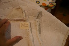 Vintage Heavy White Cotton Fabric Raised OVAL Motif 2 YDS 32″ X 54″