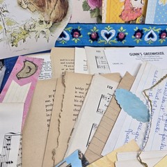 Junk Journal Lot 1Lb Ephemera Cards Ribbon Book Page Fabric Button Craft Collage