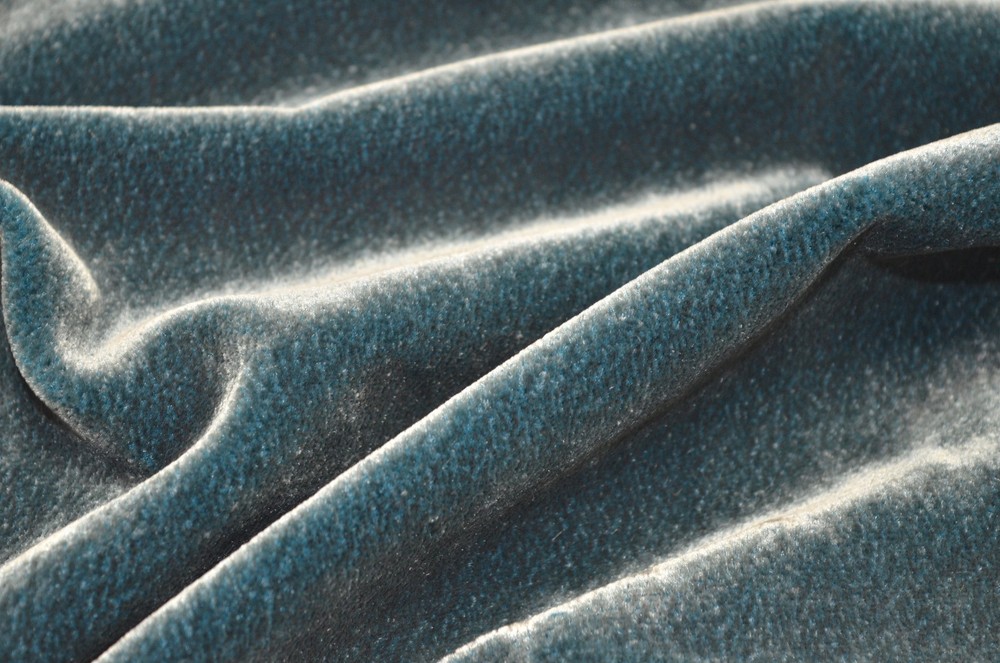 Alister Moody Blue Dark Teal Velvet Abbey Shea Upholstery Fabric
