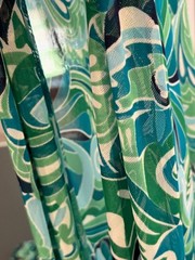 Sheer blue green white stretchy floral fabric by the yard deadstock from Mood