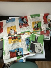 Vintage Fabric – 1992 Thomas The Train Character Twin Sheet Set Craft Quilt