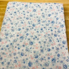 Vintage 1930s–40s Fabric Floral Pink Blue Cotton Knit 60” x 20”