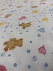 cotton fabric fleece Bear & Hearts Cutouts Blue Polka Dots 56L x 62W Nursery