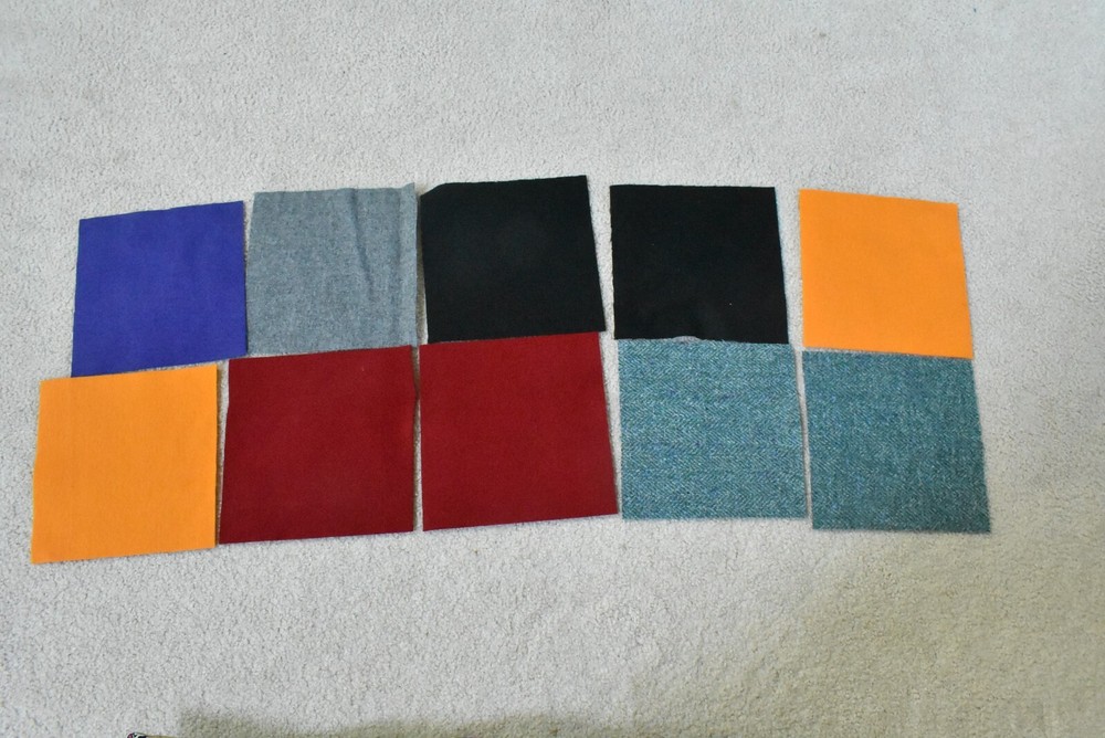 10 Pieces, 6″ x 6″ Wool Squares, 100% Wool, P03