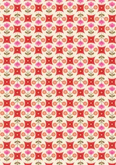 LEWIS & IRENE – Boho Blooms – Red Flower – Circles ,1/4 yard