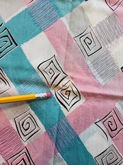 2x 40s 50s Geometric Colorblock Cotton Sewing Fabric 33″ X 1.9. & 1.6yds FLAWS