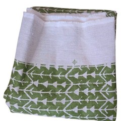 Carolina Irving 2 Yards Amazon Leaf Green Linen Hand-Painted Fabric Designer