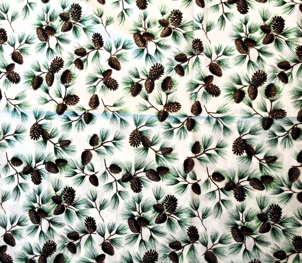 Jo-Ann Fabric Cotton Christmas Fabric With Pinecones Half-Yard 20” X WOF