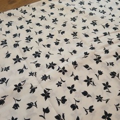 Vintage Coordinating Cotton Fabrics Black/White Solid & Print 4+ Yards NOS