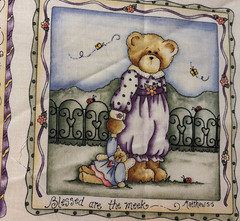 Vintage Dianna Marcum~Beatitude Bears Fabric~Religious~18 Quilt Blocks~6 1/2″ sq