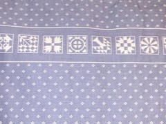 Quilt Scene 2 Block Panel Stone Blue Border Log Cabin Quilt Blocks Fabric 17″