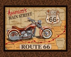Route 66 Motorcycle Americas Main Street Travel 36×44″ Cotton Fabric Panel
