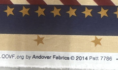 Patriotic United We Stand Red Tan Eagle Stars Stripes Fabric Panel 42″x23″ #69