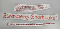 Vntg Fabric Panel Cut N Sew 20″ Strawberry Shortcake Doll American Greetings ’80