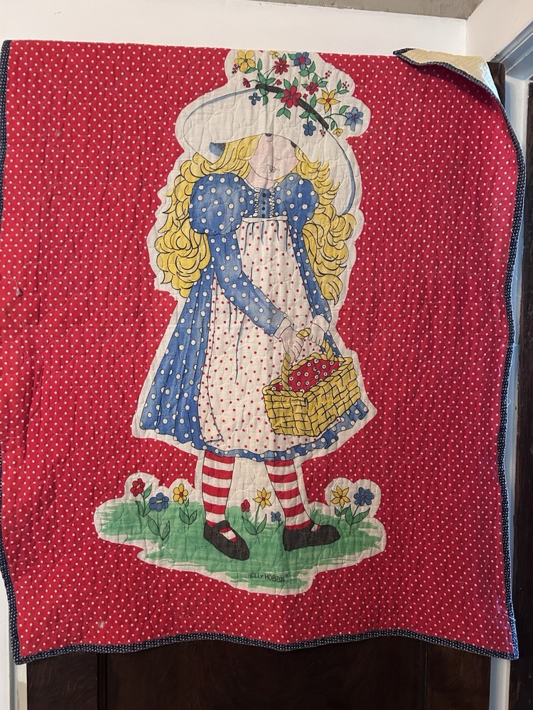 Holly Hobbie Doll Cotton Fabric Crib Blanket Quilt 34×43”