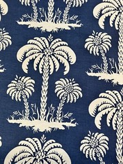 Thibaut Fabric Palm Island Navy F913149 Linen Blend 2 2/8 Yards