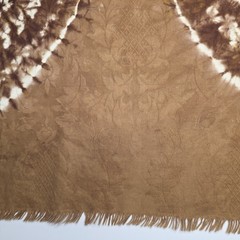 Vintage West African Bazin Riche Damask Fabric Tie Dye Brown Ochre Boho 2.4Yds