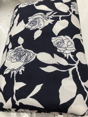 High Quality Cotton Poplin Fabric Designed in Japan Dark Navy White Roses 6 Yard