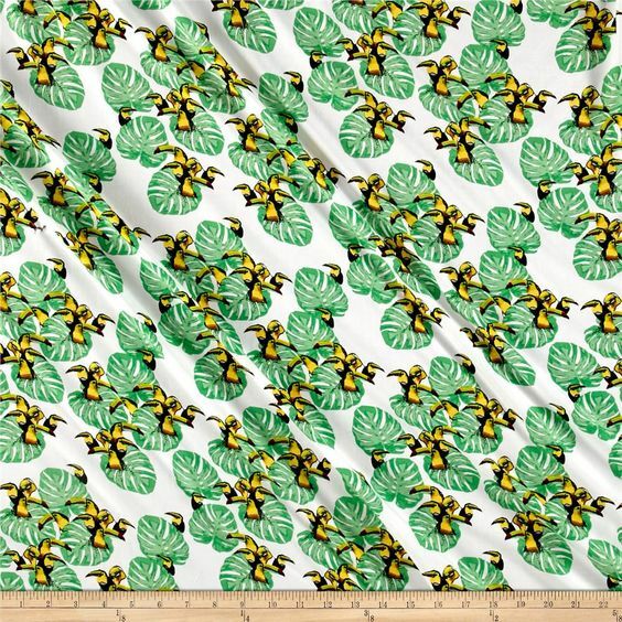 1 1/2 Yd Toucan Print Rayon Challis Apparel Italian Telio Bolt End