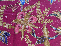 VTG Traditional Handmade Indonesian Cotton Batik Fabric Bird Lotus Flowers 41×92