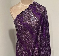 1 Yard Purple Gold Sequins Embroidered Lace Fabric 50” Width